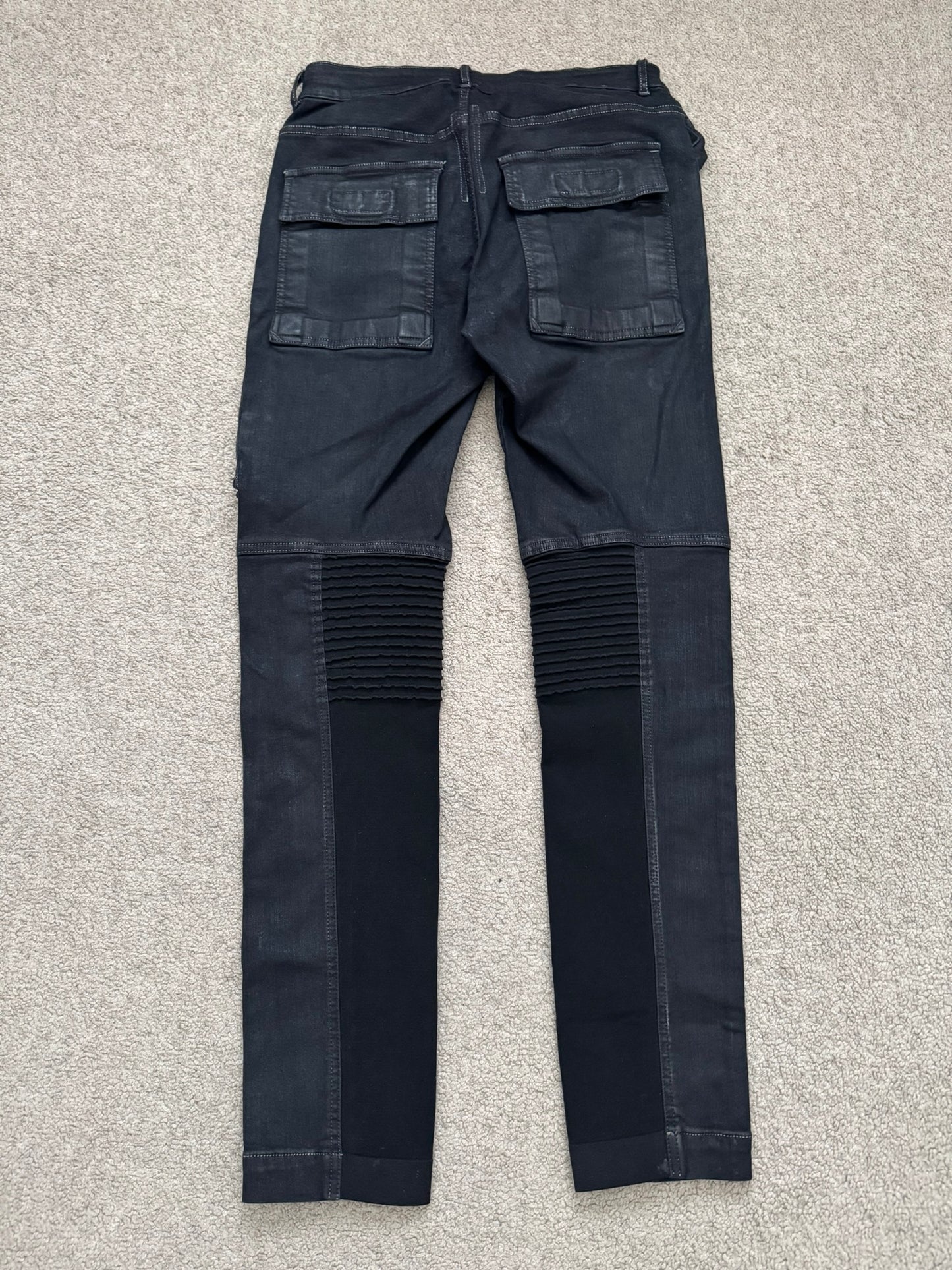 FW16 Rick Owens DRKSHDW Matte Waxed Memphis Biker Denim Jeans