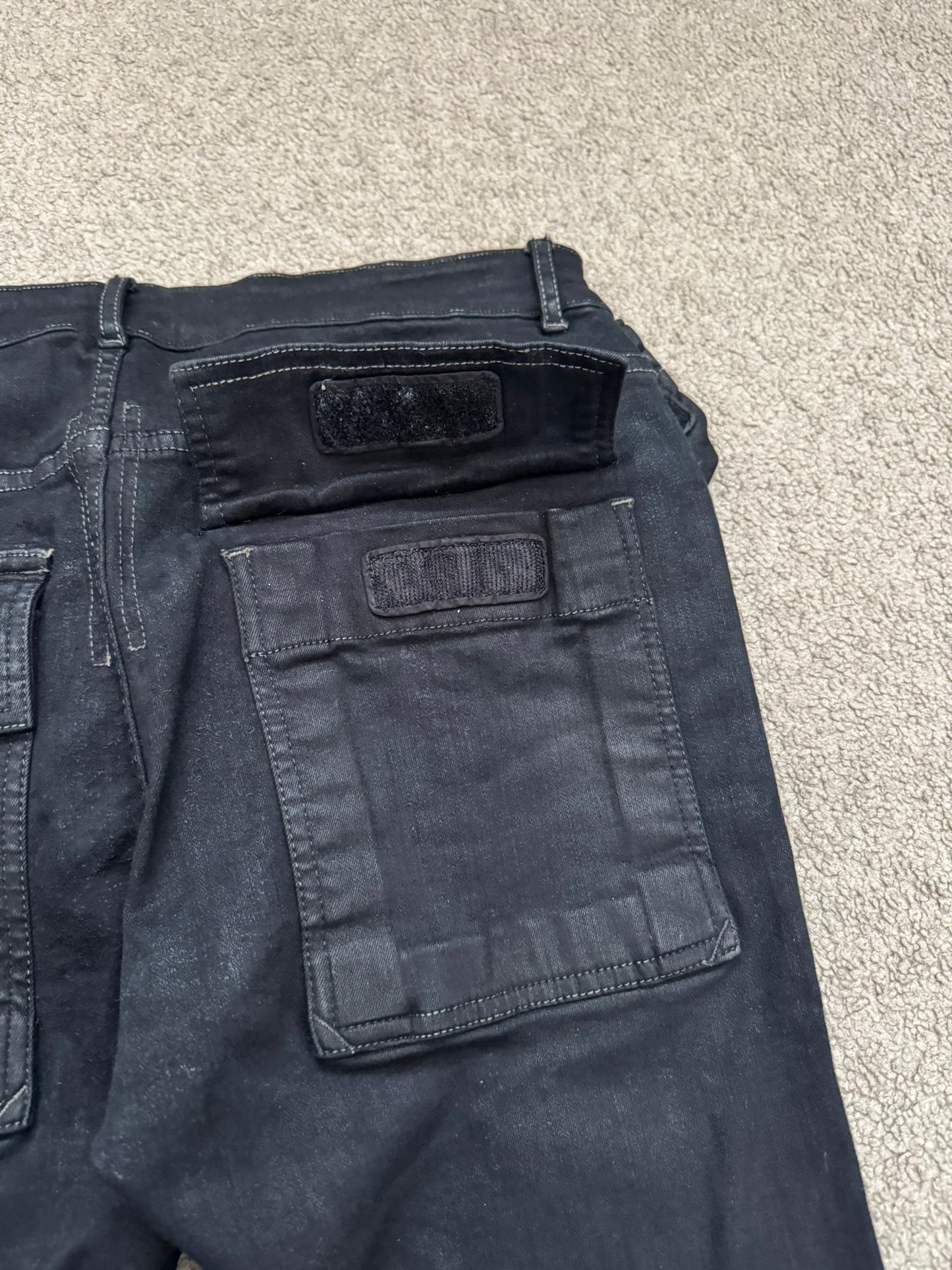 FW16 Rick Owens DRKSHDW Matte Waxed Memphis Biker Denim Jeans