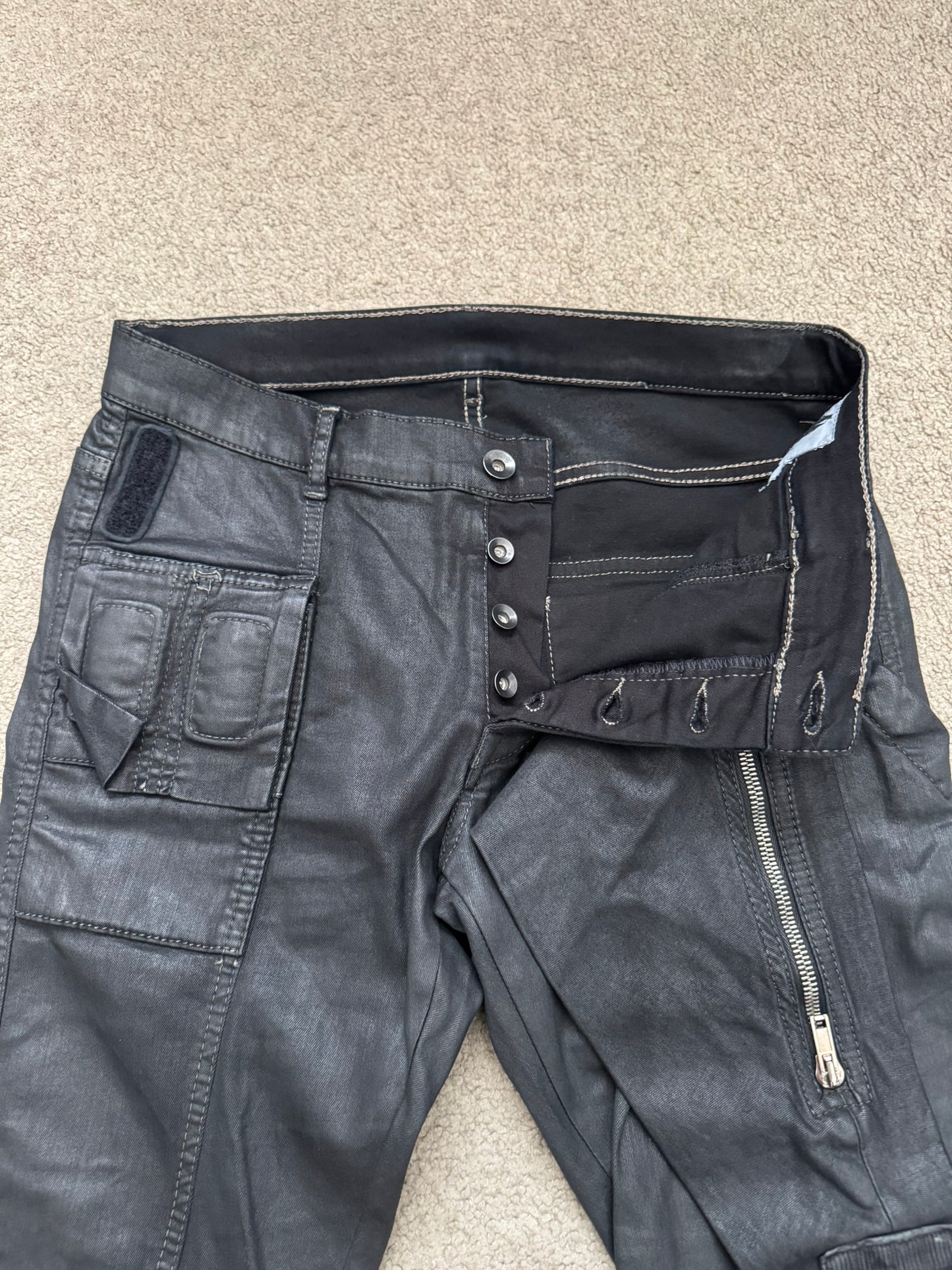 FW13 Rick Owens DRKSHDW Waxed Memphis Biker Denim Jeans