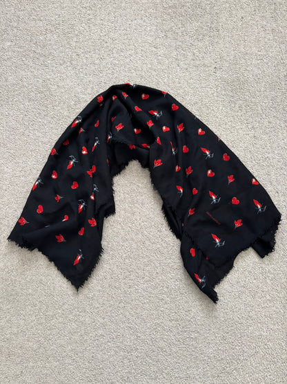 FW17 Saint Laurent Paris No Smoking/Hearts/Floral Wool Scarf