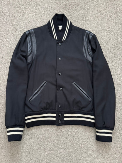 FW14 Saint Laurent by Hedi Slimane Teddy Varsity Bomber Jacket