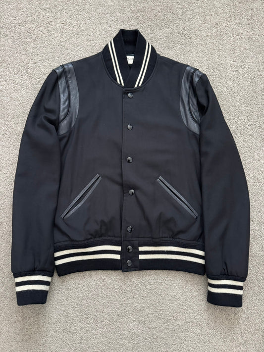 FW14 Saint Laurent by Hedi Slimane Teddy Varsity Bomber Jacket