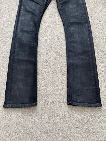 SS25 Rick Owens DRKSHDW Black Waxed Detroit Cut Denim Jeans