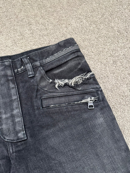 Balmain by Olivier Rousteing Distressed Zip Biker Denim Jeans