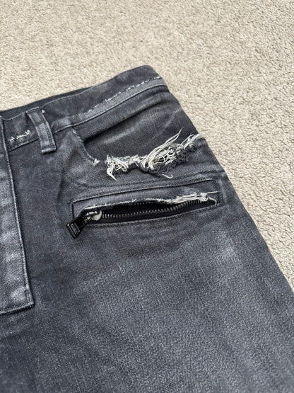 Balmain by Olivier Rousteing Distressed Zip Biker Denim Jeans