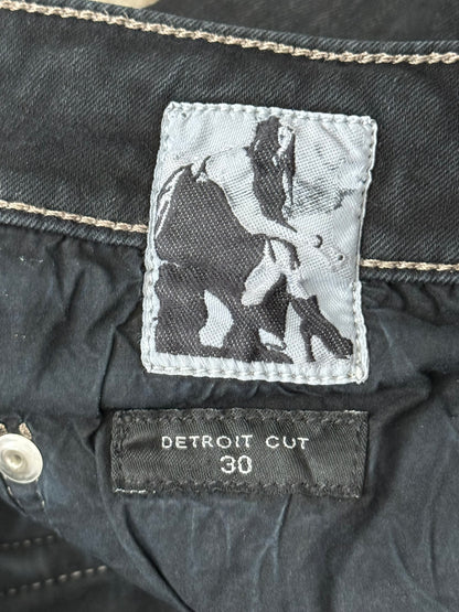 SS25 Rick Owens DRKSHDW Black Waxed Detroit Cut Denim Jeans
