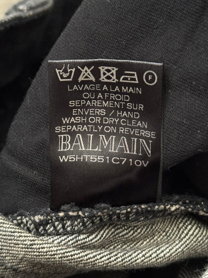 Balmain by Olivier Rousteing Distressed Zip Biker Denim Jeans