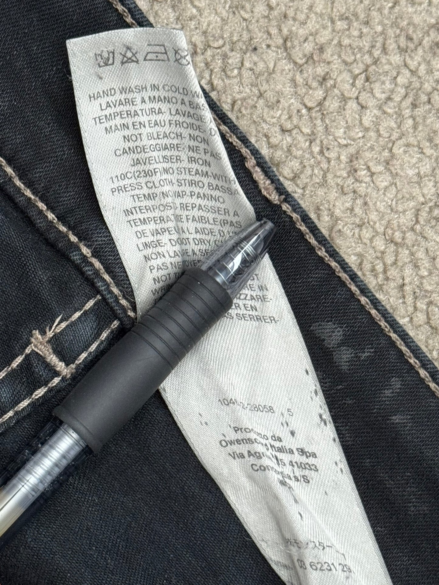 SS25 Rick Owens DRKSHDW Black Waxed Detroit Cut Denim Jeans