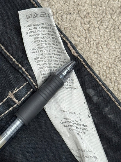 SS25 Rick Owens DRKSHDW Black Waxed Detroit Cut Denim Jeans