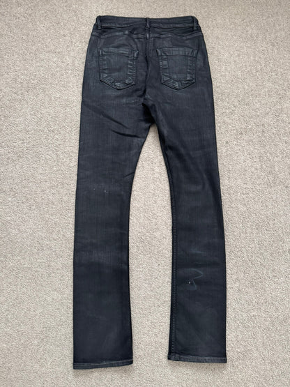 SS25 Rick Owens DRKSHDW Black Waxed Detroit Cut Denim Jeans