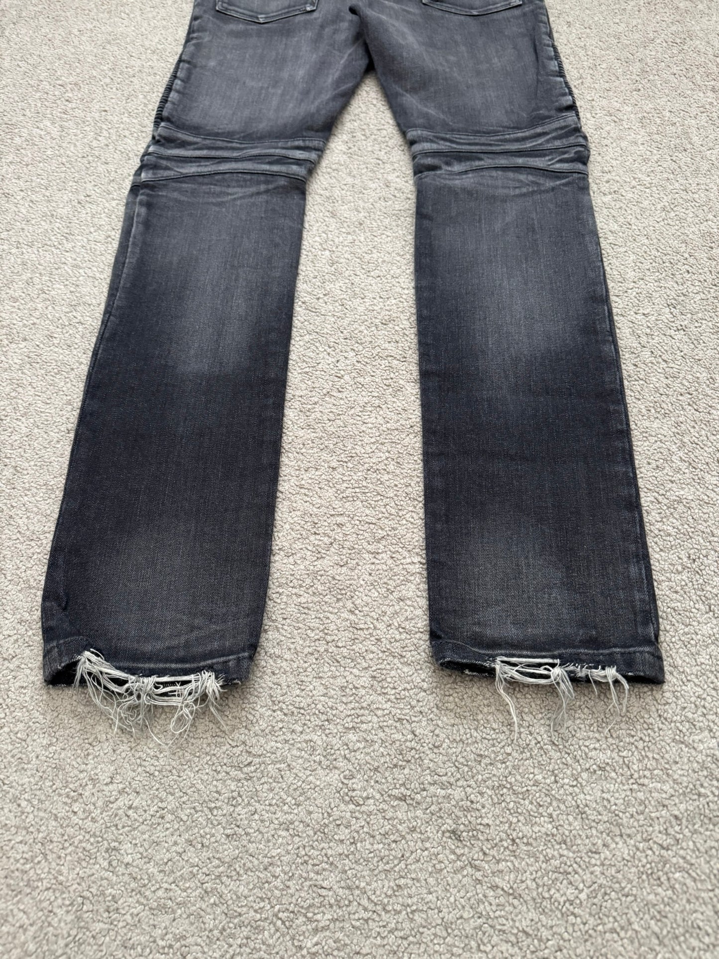 Balmain by Olivier Rousteing Distressed Zip Biker Denim Jeans