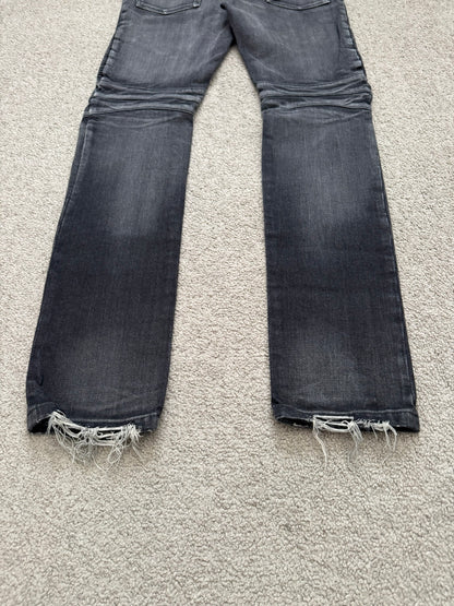 Balmain by Olivier Rousteing Distressed Zip Biker Denim Jeans