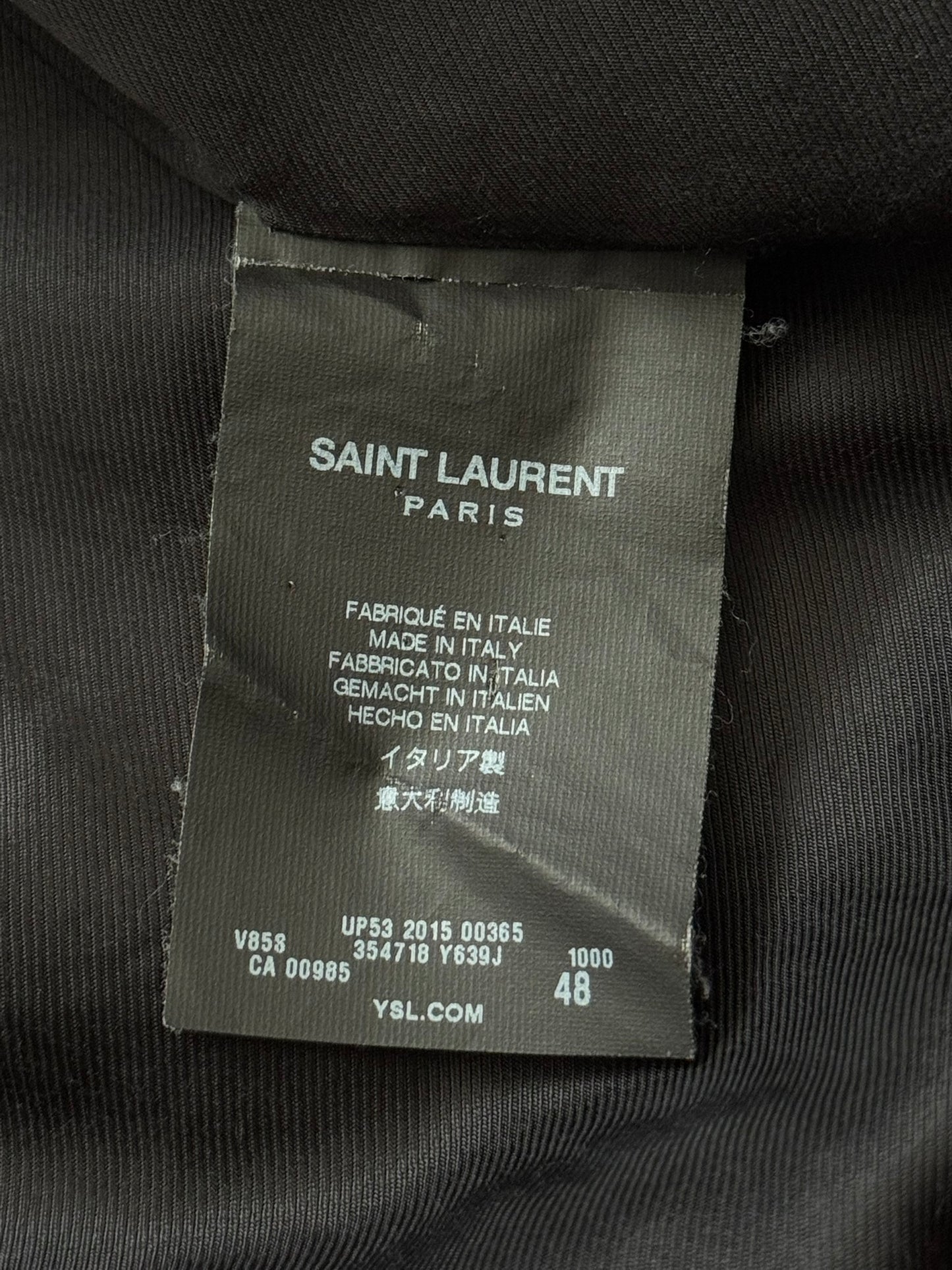 FW14 Saint Laurent by Hedi Slimane Teddy Varsity Bomber Jacket