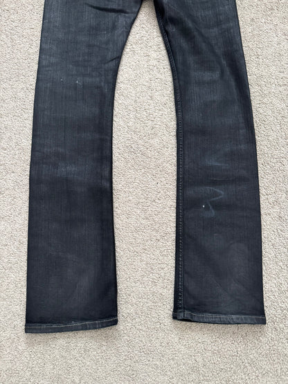 SS25 Rick Owens DRKSHDW Black Waxed Detroit Cut Denim Jeans