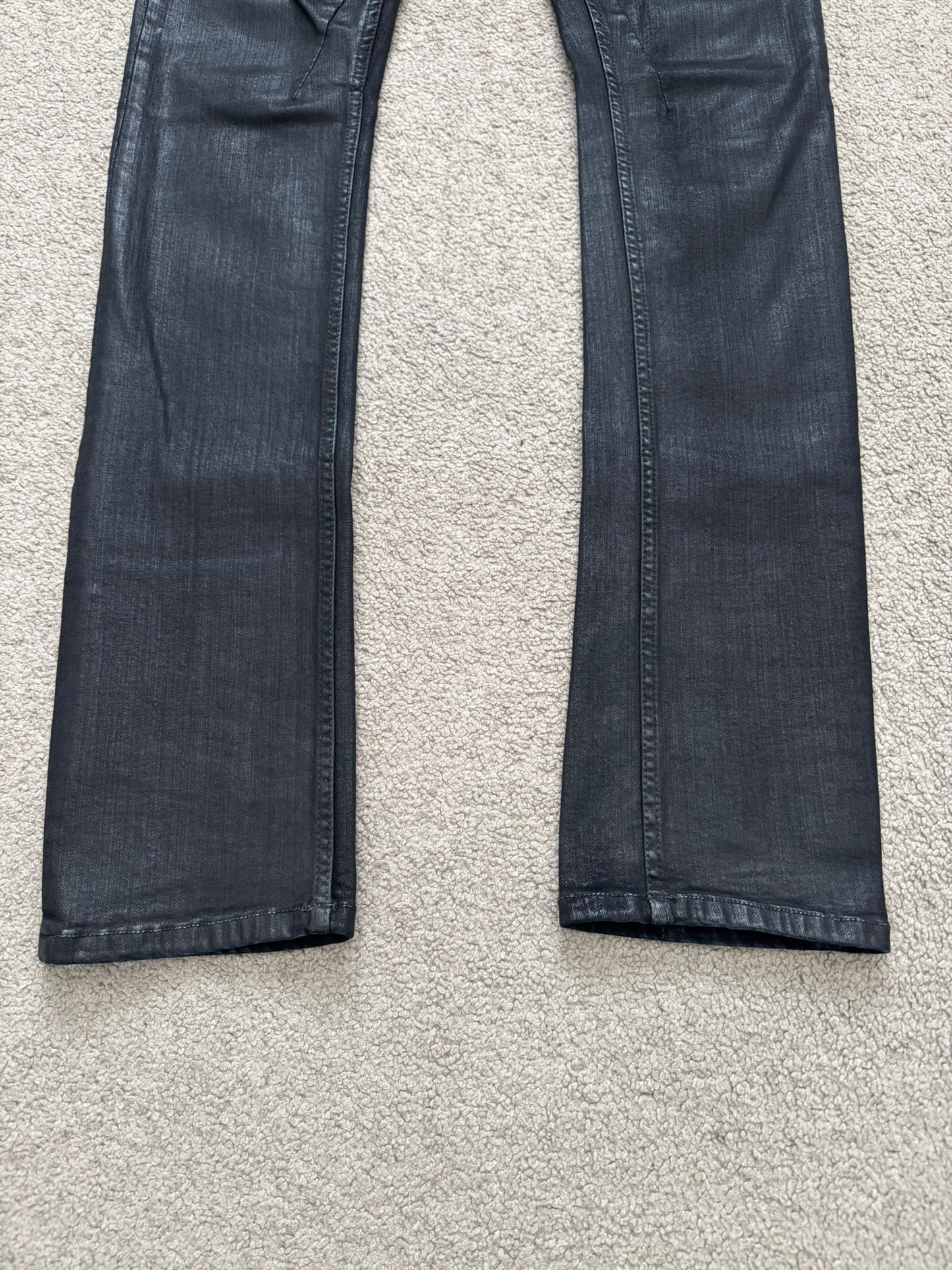 SS17 Rick Owens DRKSHDW Black Waxed Detroit Cut Denim Jeans