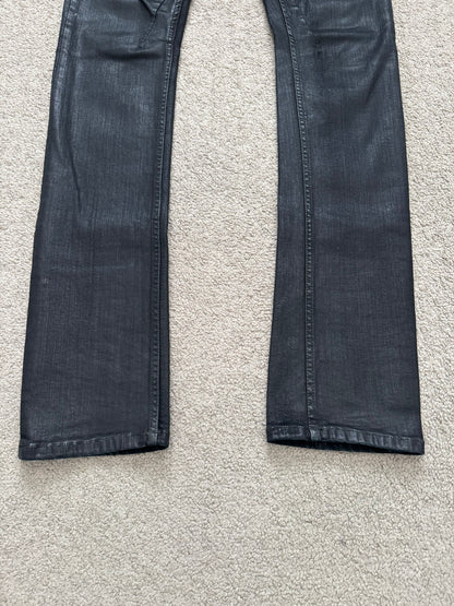 SS17 Rick Owens DRKSHDW Black Waxed Detroit Cut Denim Jeans