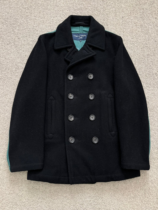 AW06 Comme Des Garcons Homme Green Lined Wool Peacoat