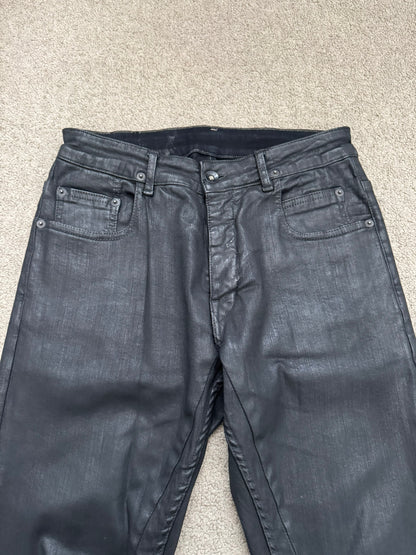 SS17 Rick Owens DRKSHDW Black Waxed Detroit Cut Denim Jeans