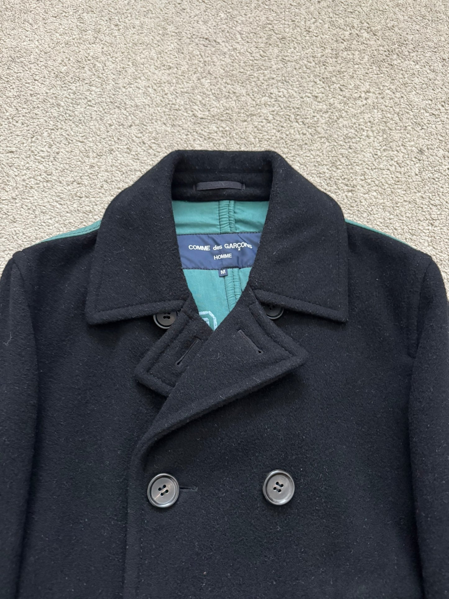 AW06 Comme Des Garcons Homme Green Lined Wool Peacoat