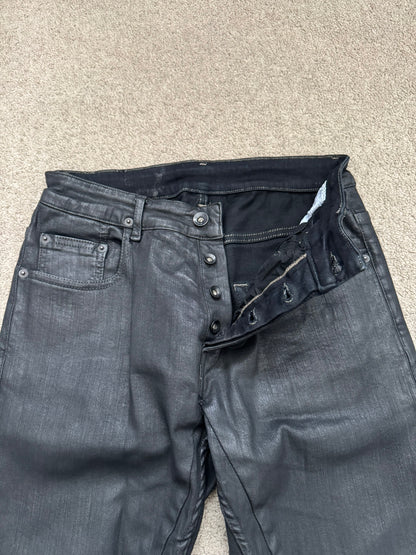 SS17 Rick Owens DRKSHDW Black Waxed Detroit Cut Denim Jeans