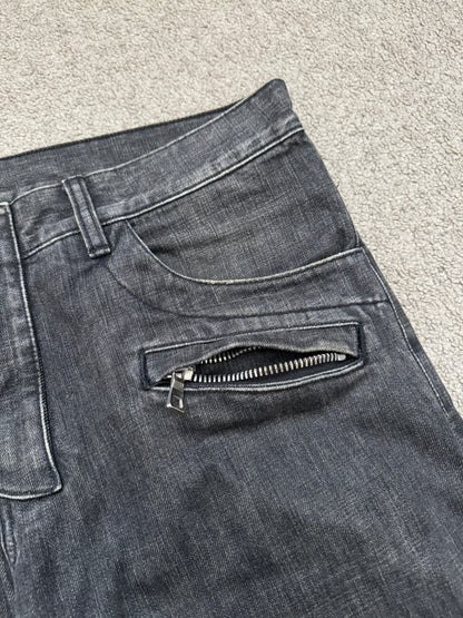 FW12 Balmain by Olivier Rousteing Quilted Zip Biker Denim Jeans