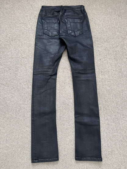 SS17 Rick Owens DRKSHDW Black Waxed Detroit Cut Denim Jeans