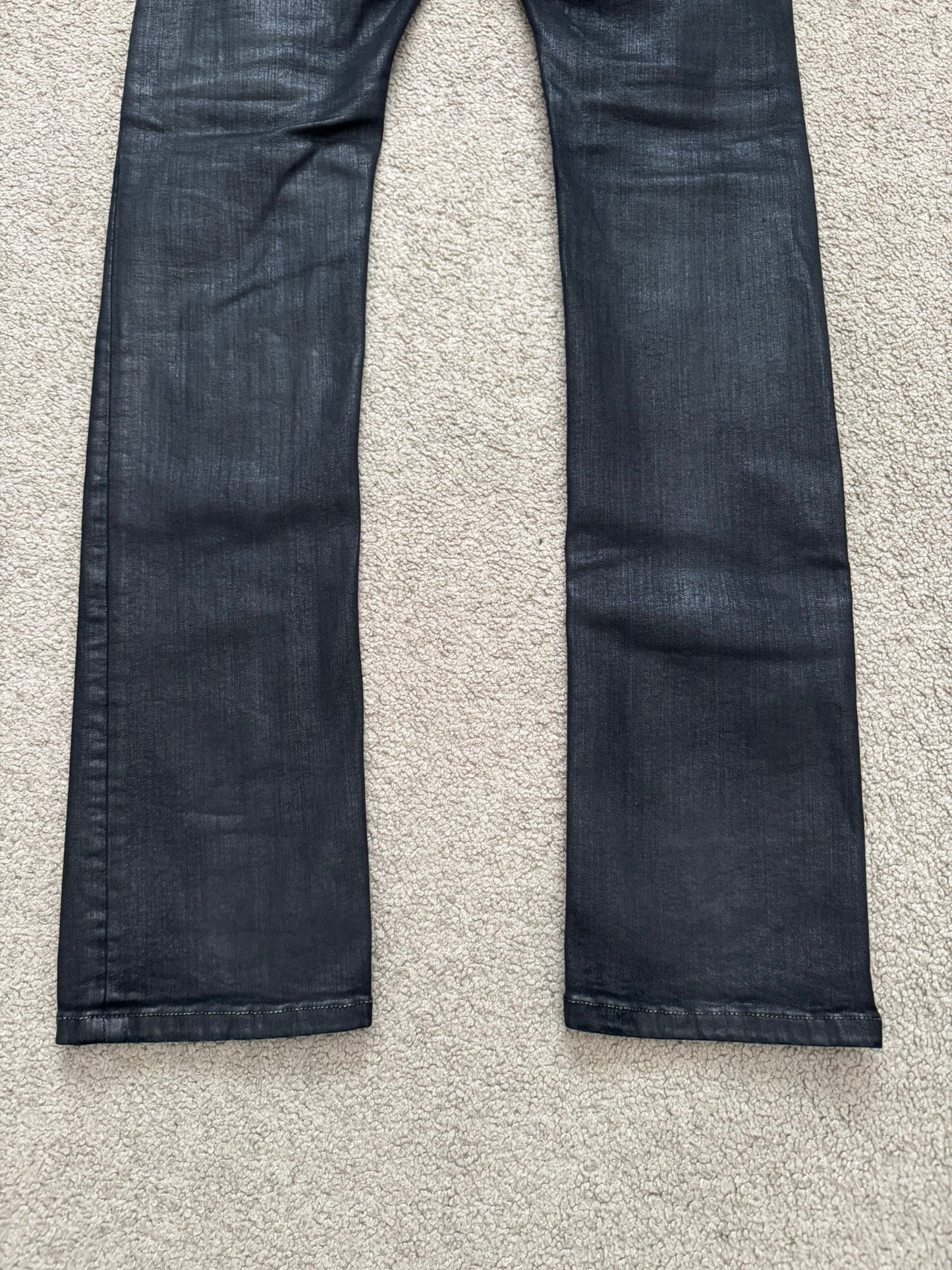 SS17 Rick Owens DRKSHDW Black Waxed Detroit Cut Denim Jeans