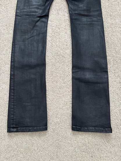 SS17 Rick Owens DRKSHDW Black Waxed Detroit Cut Denim Jeans