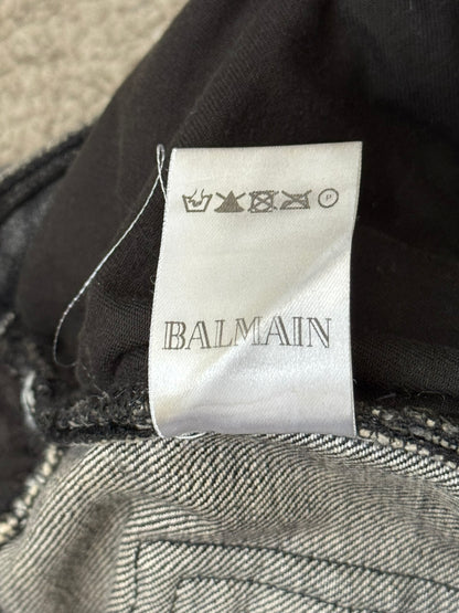 FW12 Balmain by Olivier Rousteing Quilted Zip Biker Denim Jeans