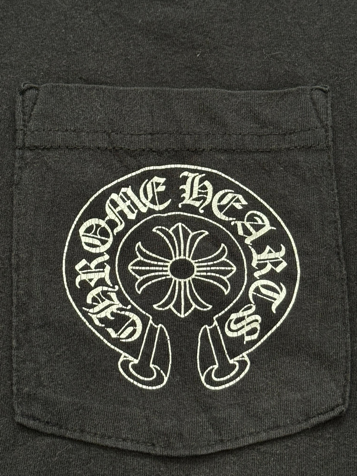 Chrome Hearts Horseshoe Scroll Text Logo Pocket T Shirt