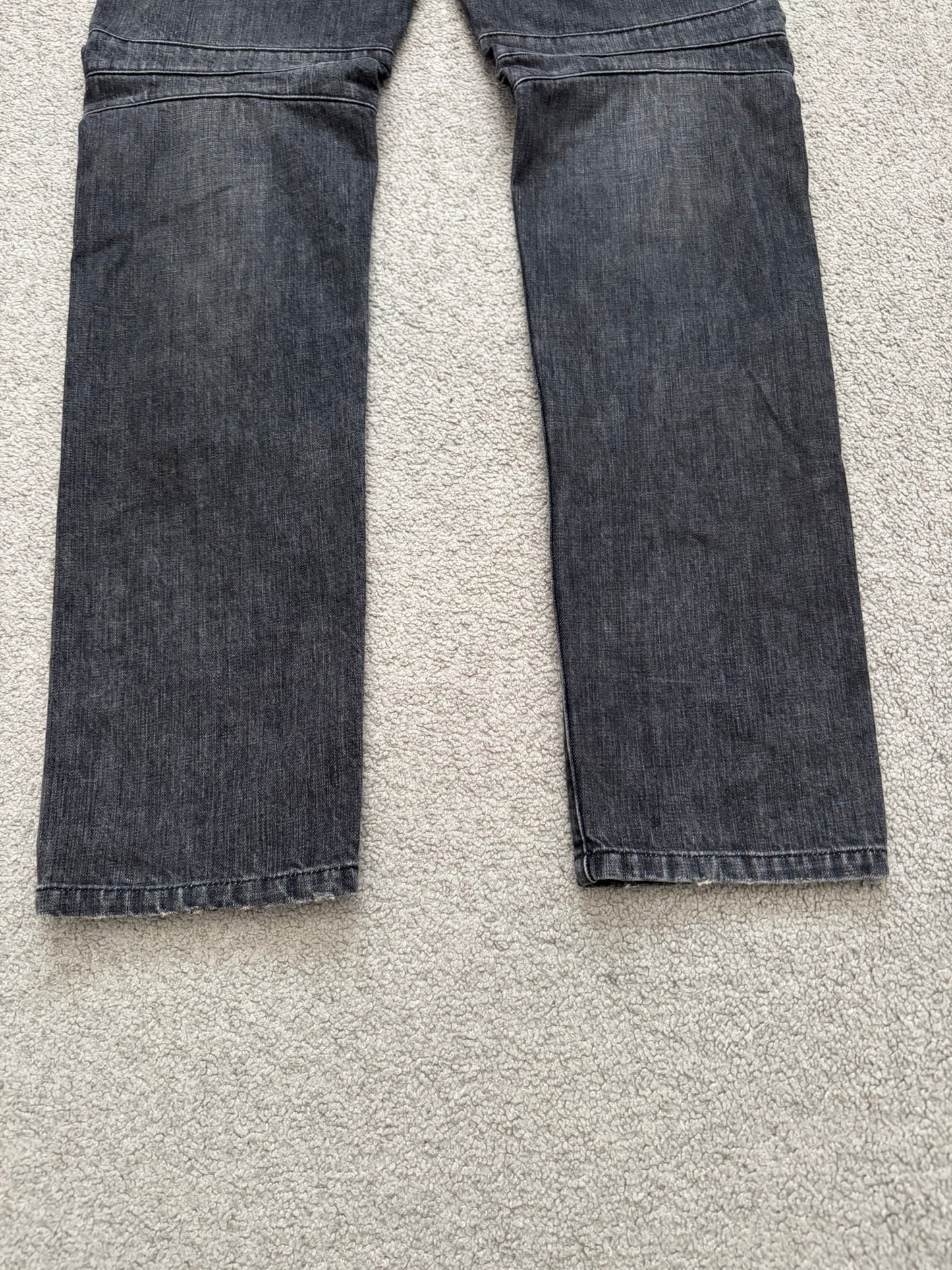 FW12 Balmain by Olivier Rousteing Quilted Zip Biker Denim Jeans