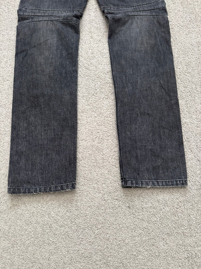 FW12 Balmain by Olivier Rousteing Quilted Zip Biker Denim Jeans