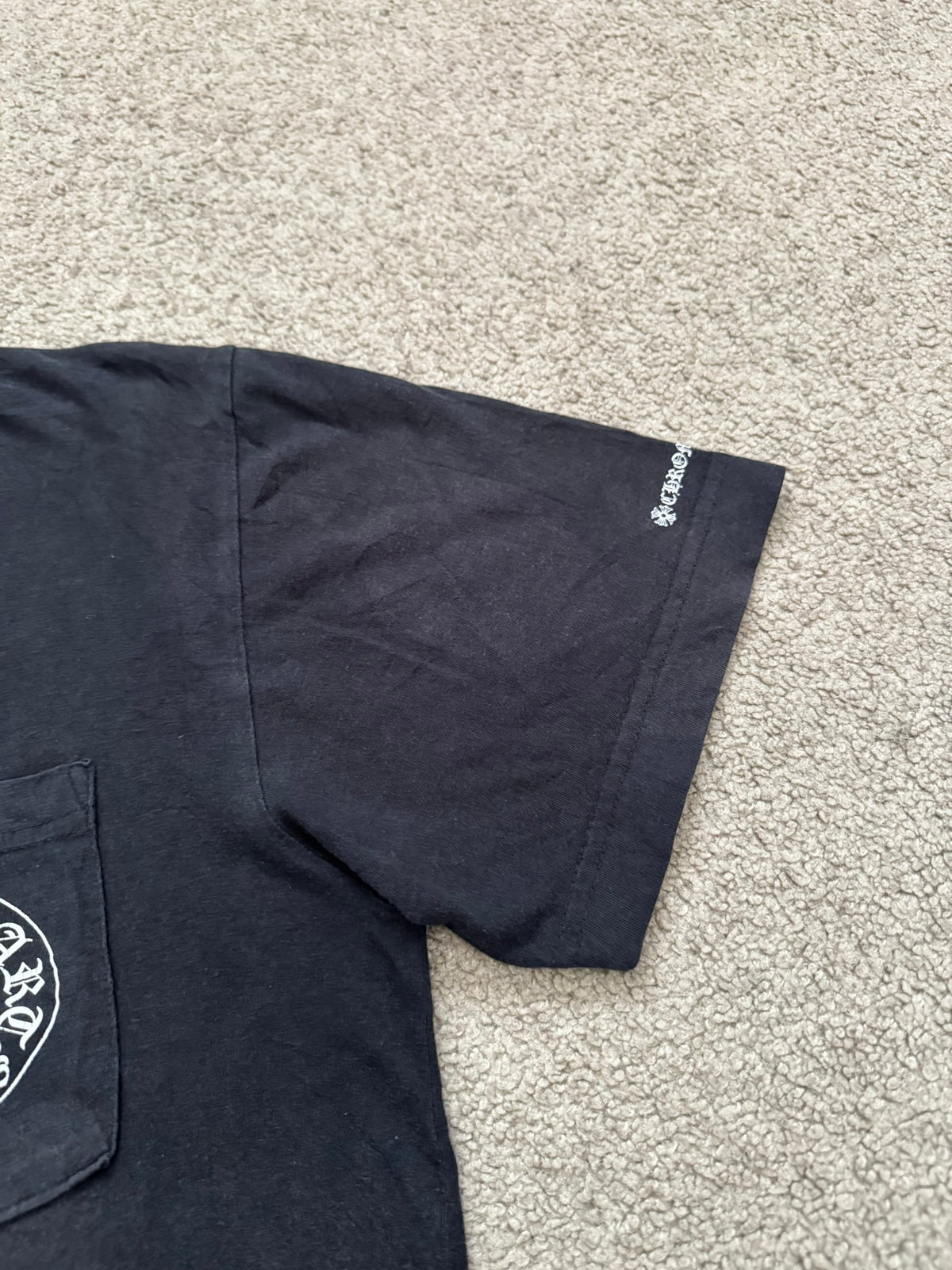 Chrome Hearts Horseshoe Scroll Text Logo Pocket T Shirt
