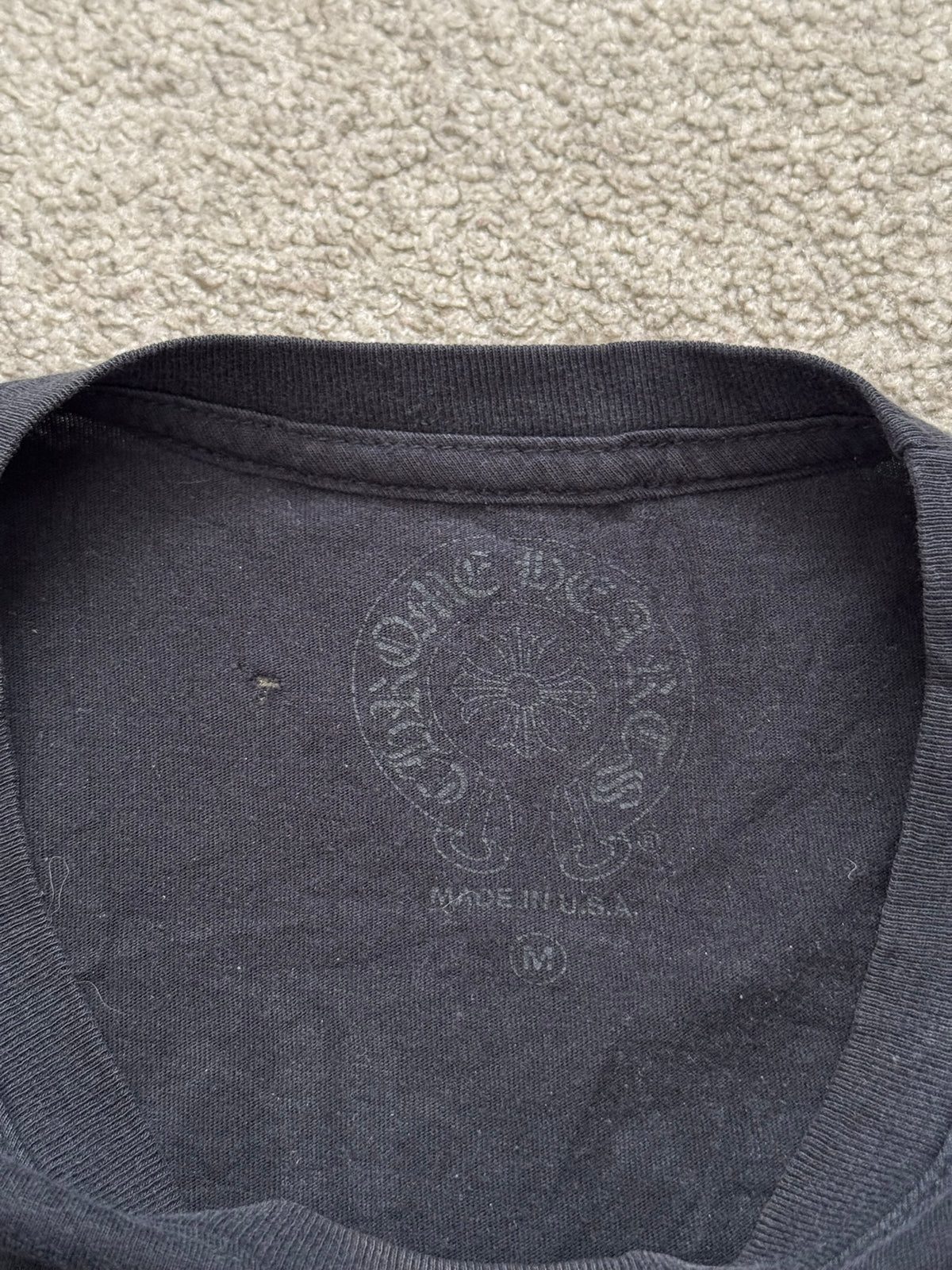 Chrome Hearts Horseshoe Scroll Text Logo Pocket T Shirt