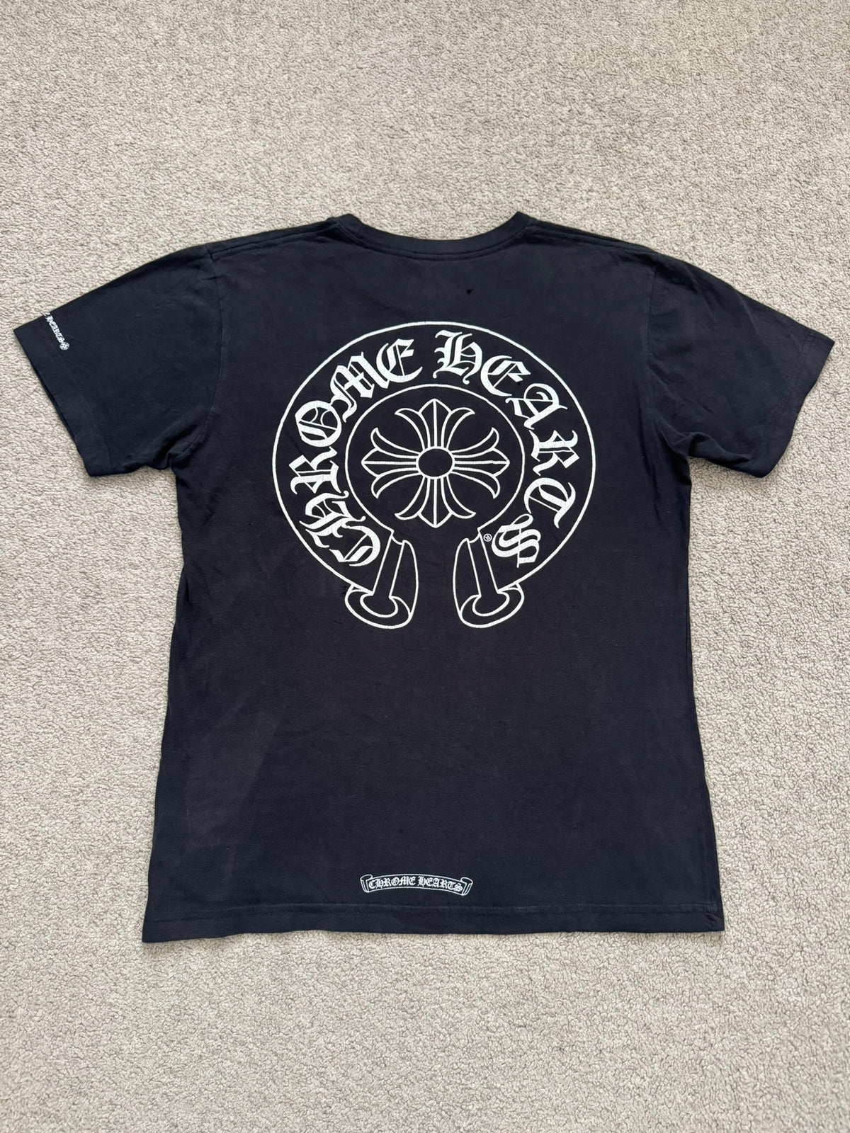 Chrome Hearts Horseshoe Scroll Text Logo Pocket T Shirt
