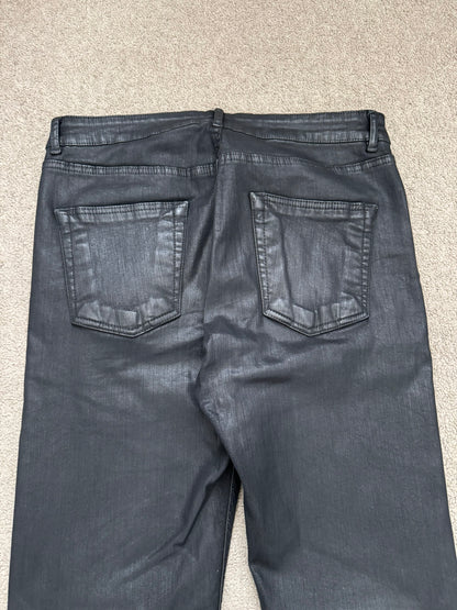 FW18 Rick Owens DRKSHDW Black Waxed Torrence Cut Denim Jeans