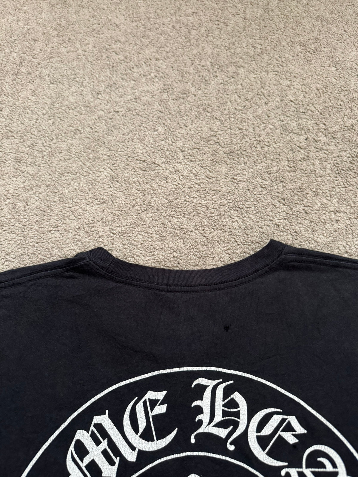 Chrome Hearts Horseshoe Scroll Text Logo Pocket T Shirt