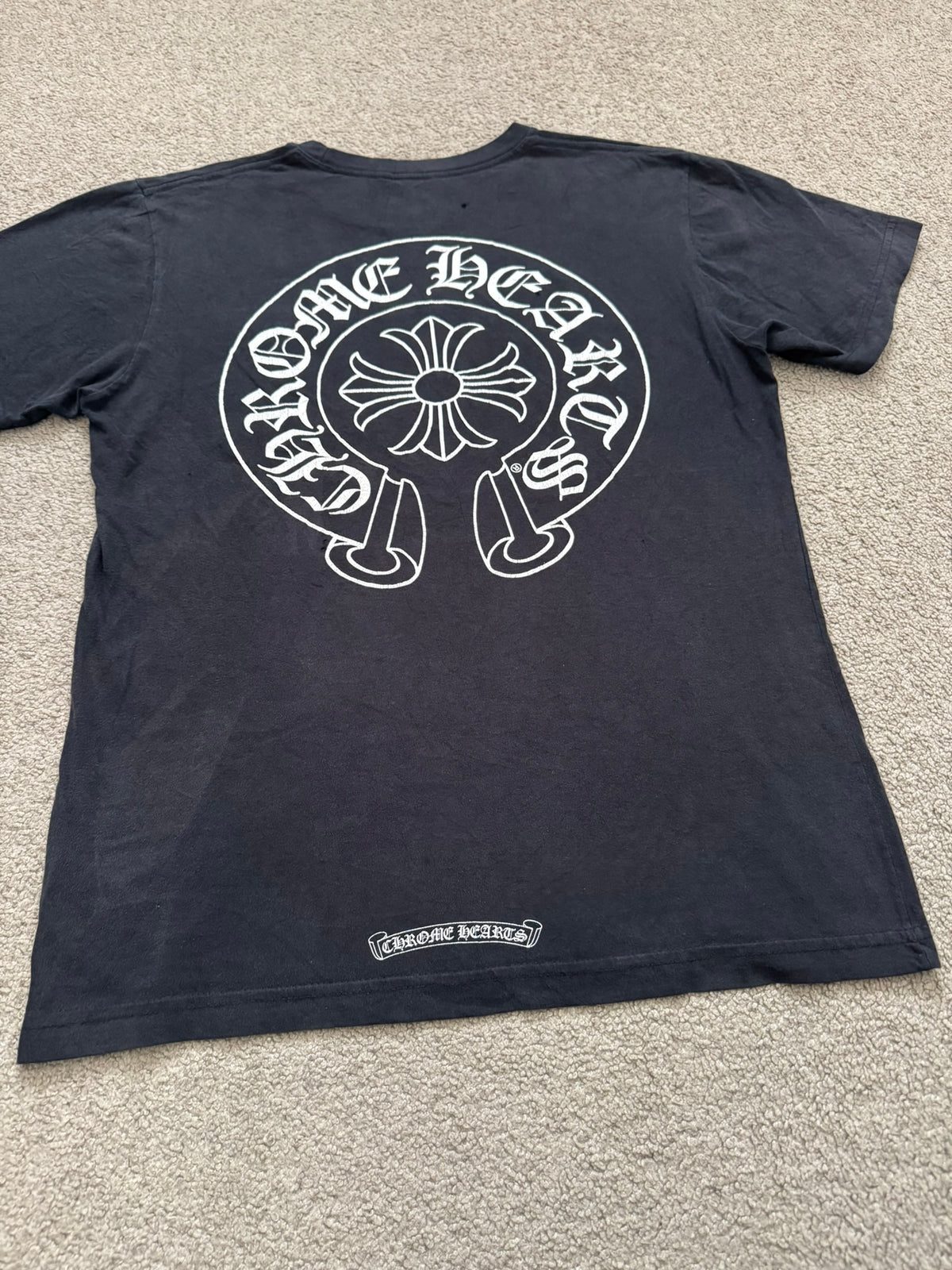 Chrome Hearts Horseshoe Scroll Text Logo Pocket T Shirt