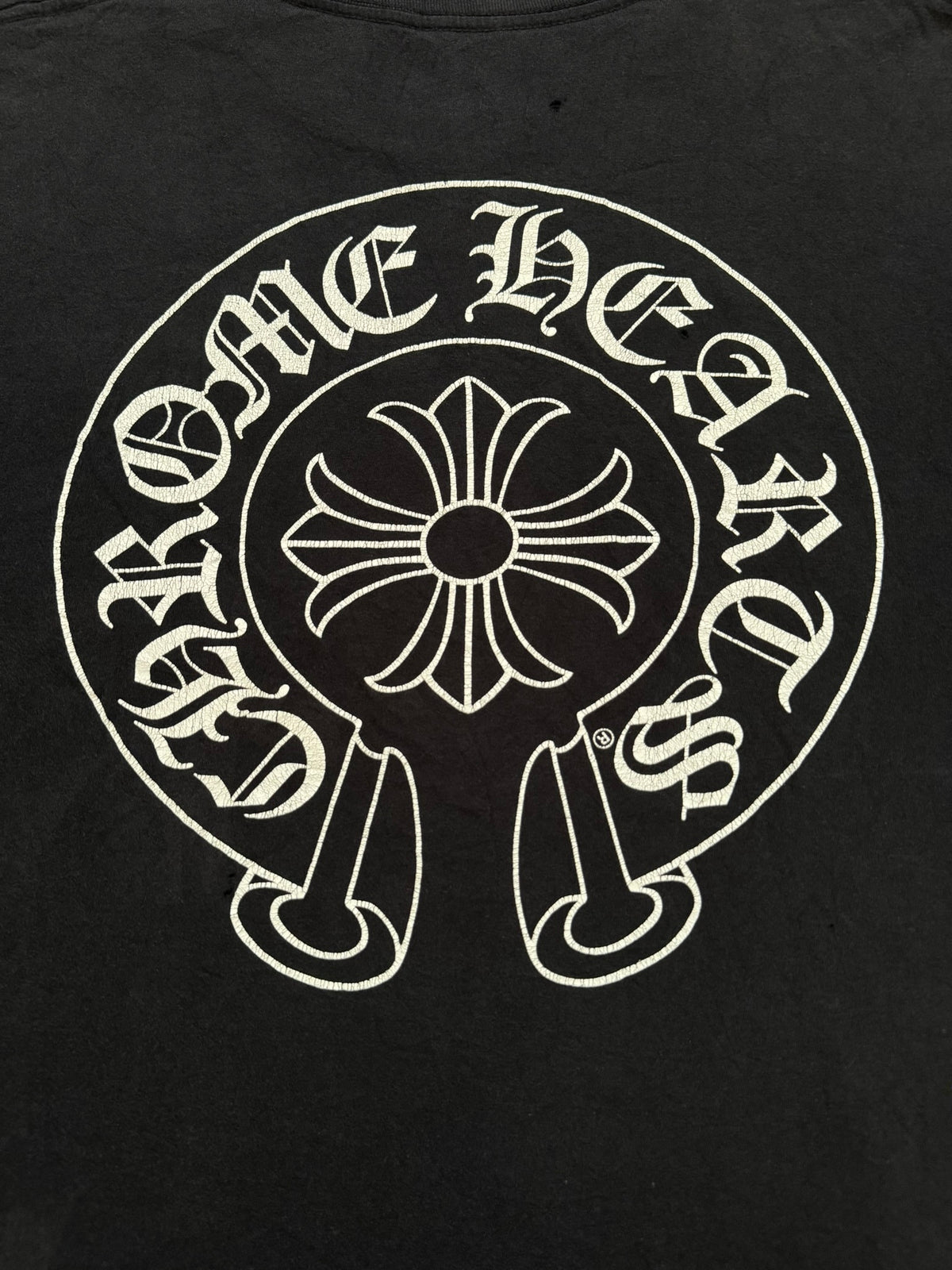 Chrome Hearts Horseshoe Scroll Text Logo Pocket T Shirt