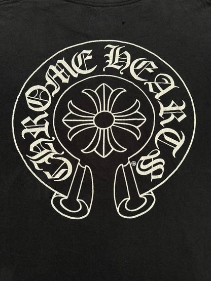 Chrome Hearts Horseshoe Scroll Text Logo Pocket T Shirt
