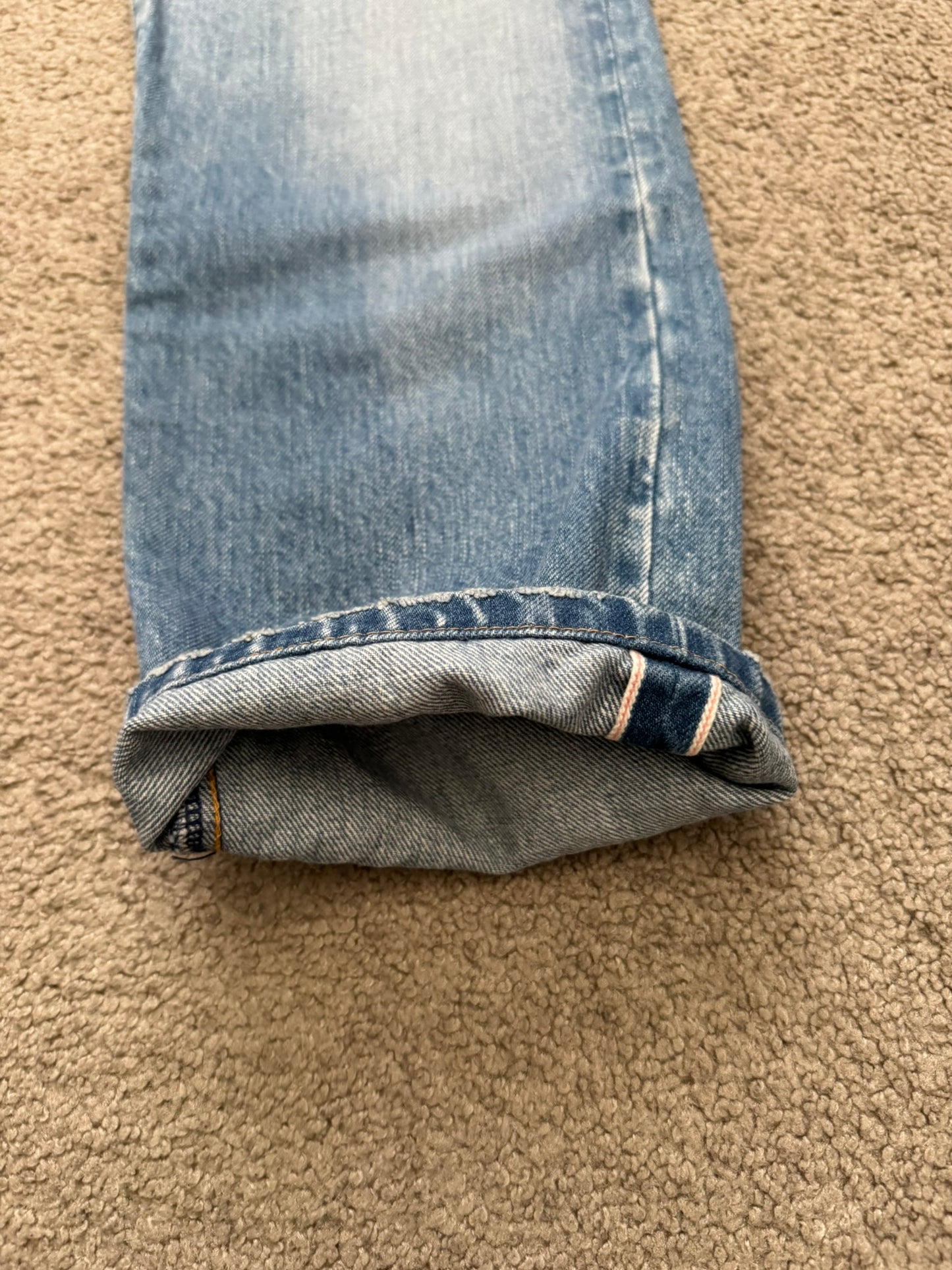 Balmain by Olivier Rousteing Selvedge Lightwash Zip Biker Denim Jeans