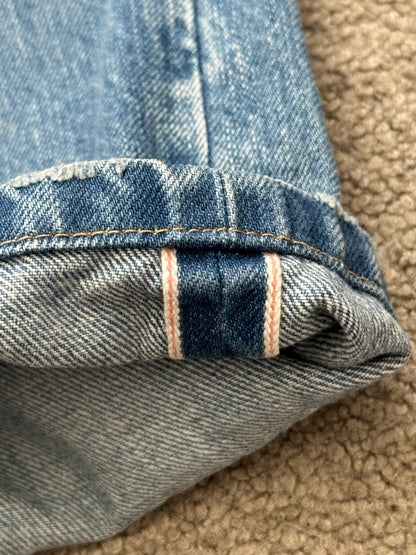 Balmain by Olivier Rousteing Selvedge Lightwash Zip Biker Denim Jeans