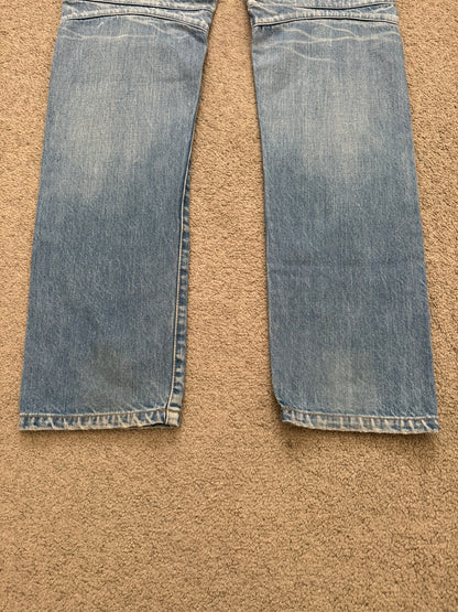 Balmain by Olivier Rousteing Selvedge Lightwash Zip Biker Denim Jeans
