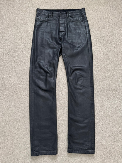SS17 Rick Owens DRKSHDW Black Waxed Torrance Cut Denim Jeans