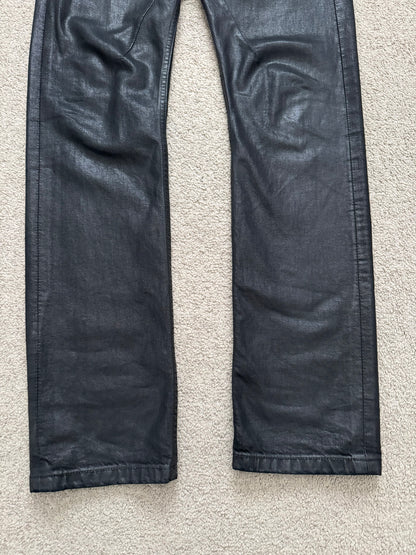 SS17 Rick Owens DRKSHDW Black Waxed Torrance Cut Denim Jeans