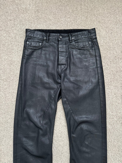 SS17 Rick Owens DRKSHDW Black Waxed Torrance Cut Denim Jeans