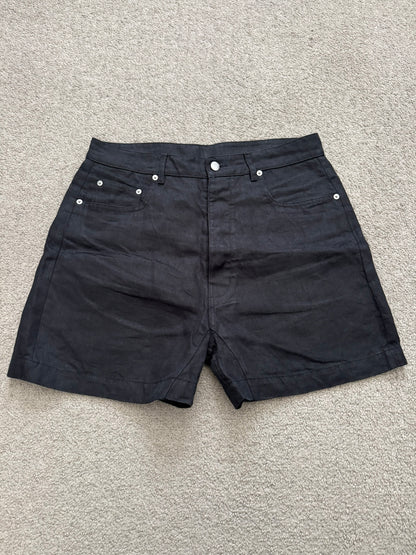 SS25 Rick Owens Mainline "Hollywood" Geth Cuttoff Linen Shorts