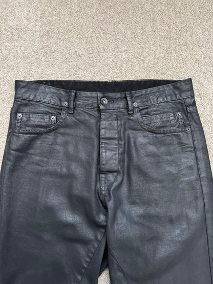 SS17 Rick Owens DRKSHDW Black Waxed Torrance Cut Denim Jeans