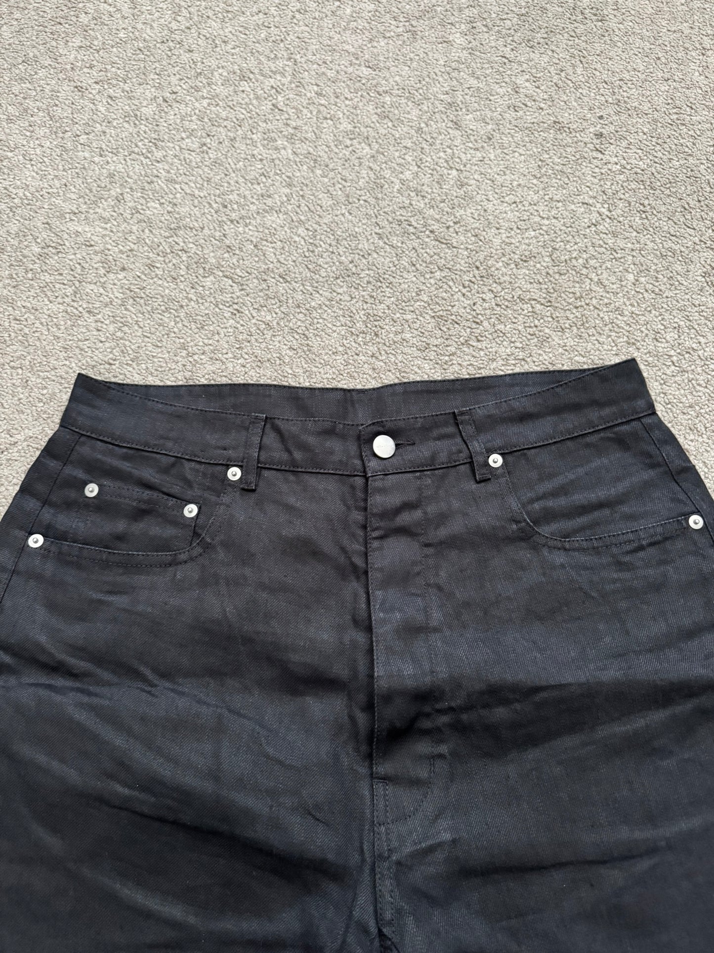 SS25 Rick Owens Mainline "Hollywood" Geth Cuttoff Linen Shorts
