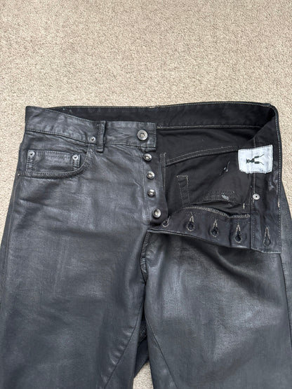 SS17 Rick Owens DRKSHDW Black Waxed Torrance Cut Denim Jeans